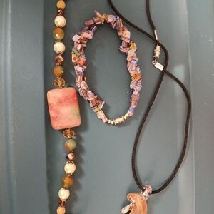 Handcrafted Multicolor and Pink Gemstone Women's Necklace Set